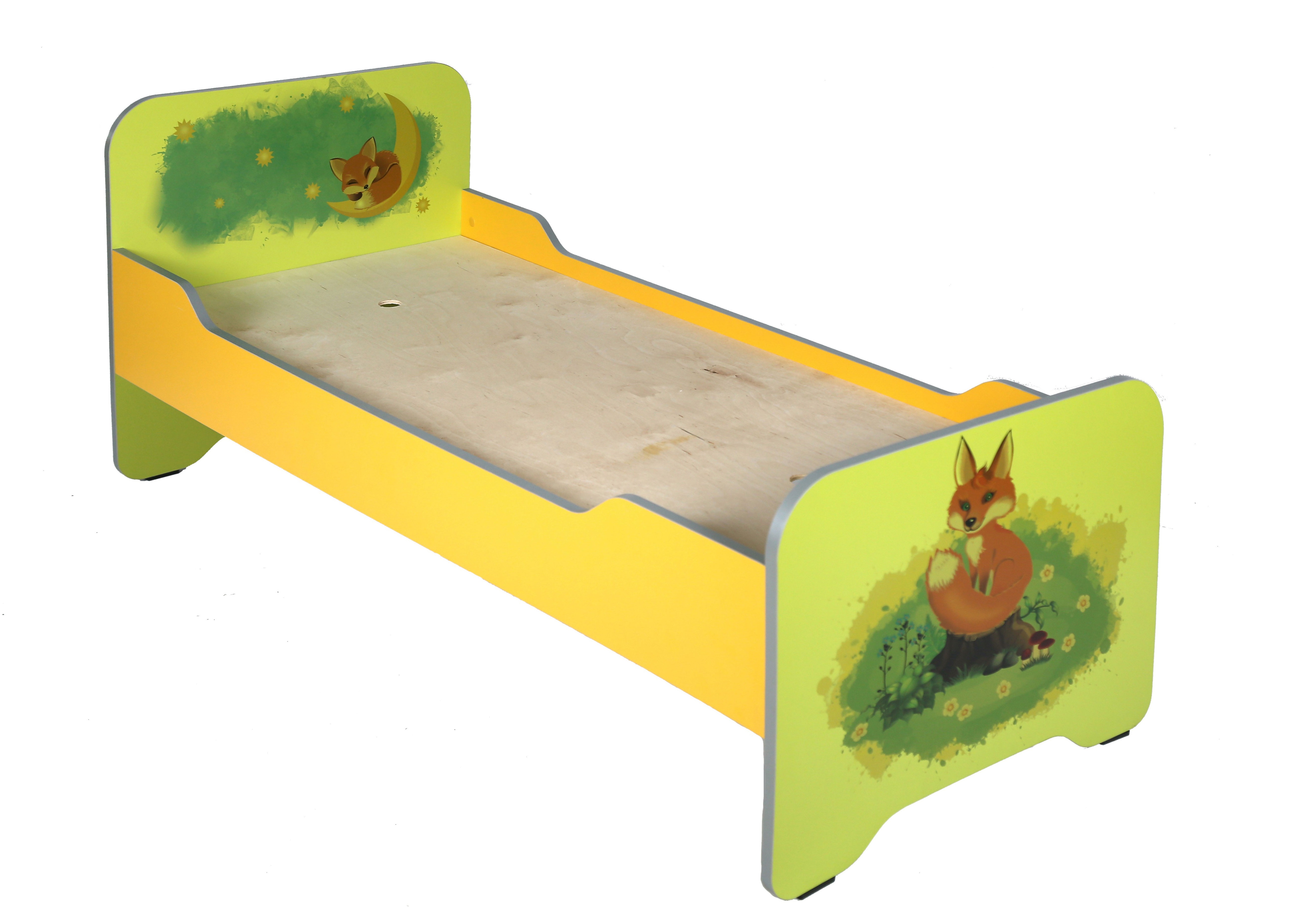 Ліжко дитяче з заокругленими бильцями з фотодруком "Лисеня", 1432х634х615 мм (ЛЕОНТЕК) (0837Ф)